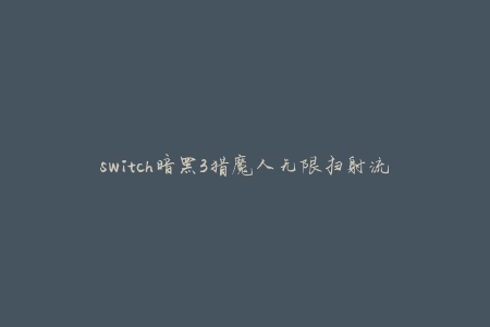 switch暗黑3猎魔人无限扫射流