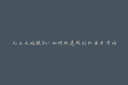 无主之地联机(如何快速找到队友并开始游戏)